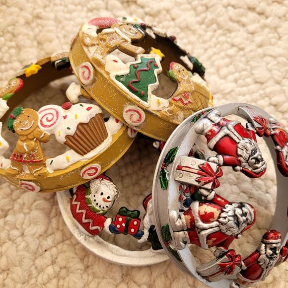 Yankee Metal Candle Toppers Christmas set of 4 - Picture 1 of 8